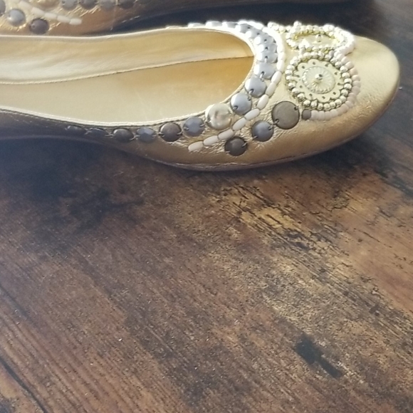 Gold ballet beaded shoes, - Picture 4 of 8